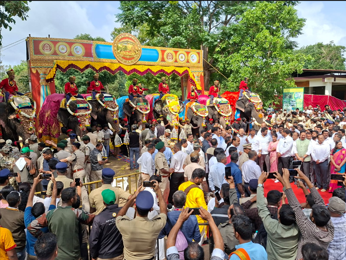Mysuru Dasara Gaja Payana Flagged Off at Veeranahosahalli; Nine Elephants Begin Journey